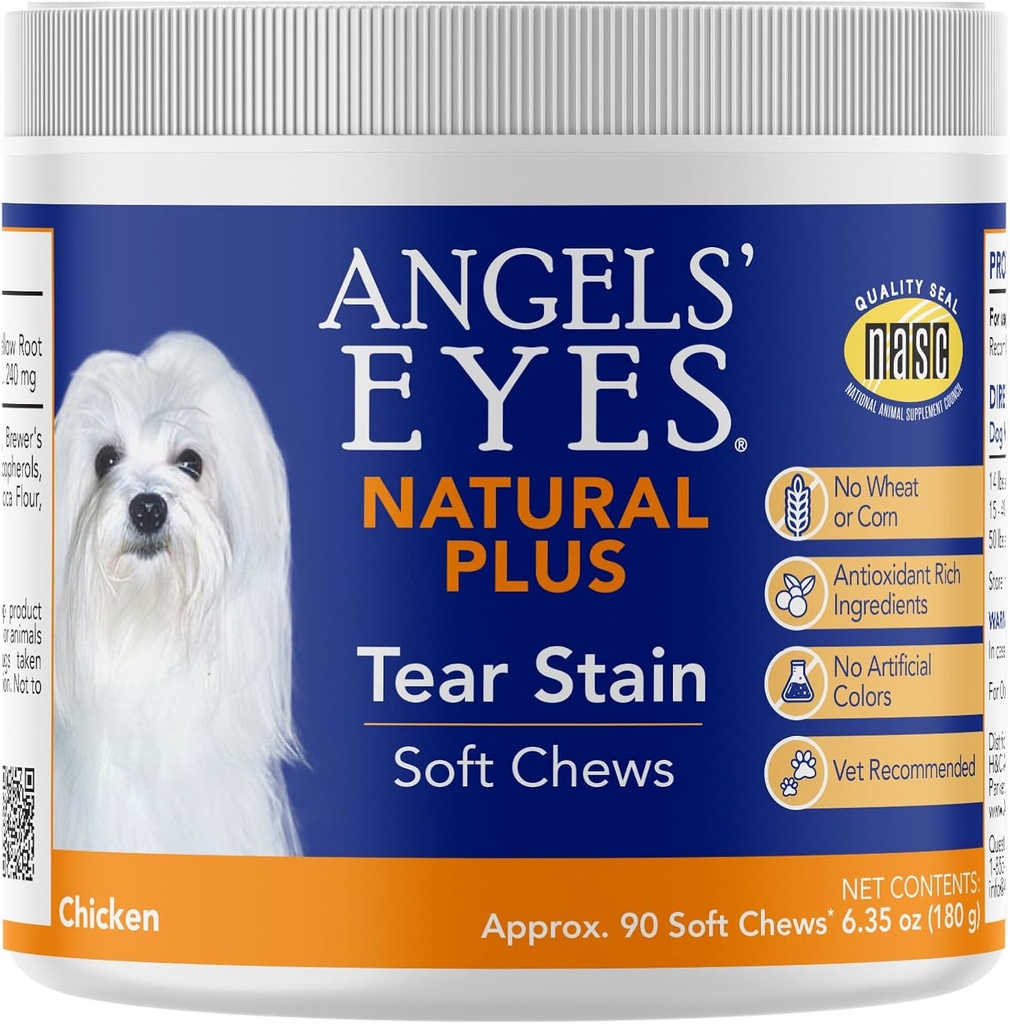ANGELS 'Eyes Natural Tear Stain Prevention Soft Chews for Dogs against 124; Chicken Flavor; For alle opdrættere 124; Ingen hvede nr Corn 124; Dagligt tillæg; 124; Proprietary Formel, 90 Greve