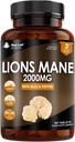 New Leaf produkter Lions Mane Mushroom Extract Supplement 2000mg - 180 High Strength Vegan Tablets with Black Pepper - (Ikke pulver eller kapsler) Made in The UK