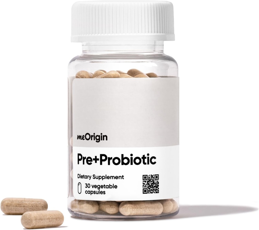 Prebiotic, Probiotic, Postbiotic, 3- in-1 Formel med 18 enzymer, Pre + Pro + Postbiotic for kvinder & mænd for Gut Health, Bloat Support, immunforsvar, 30 dages forsyning