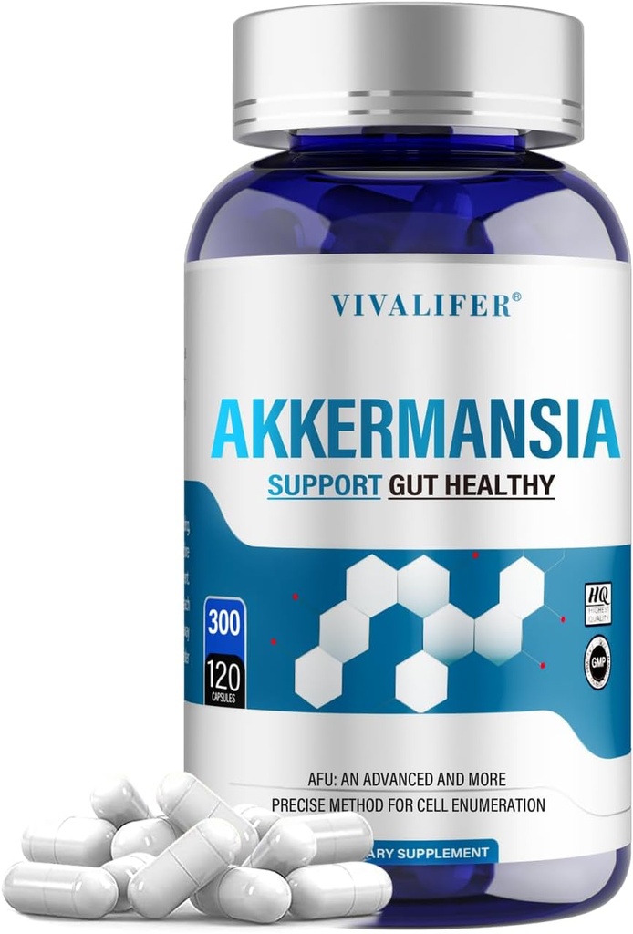 GLP-1 Supplement - 120 Kapsler Ultra High Strength 300B AFU Akkermansia Probiotisk for Gut Sundhed, fordøjelse, Immunitet & energi - Øger naturlige GLP 1 Produktion & Samlet Wellness for mænd og kvinder