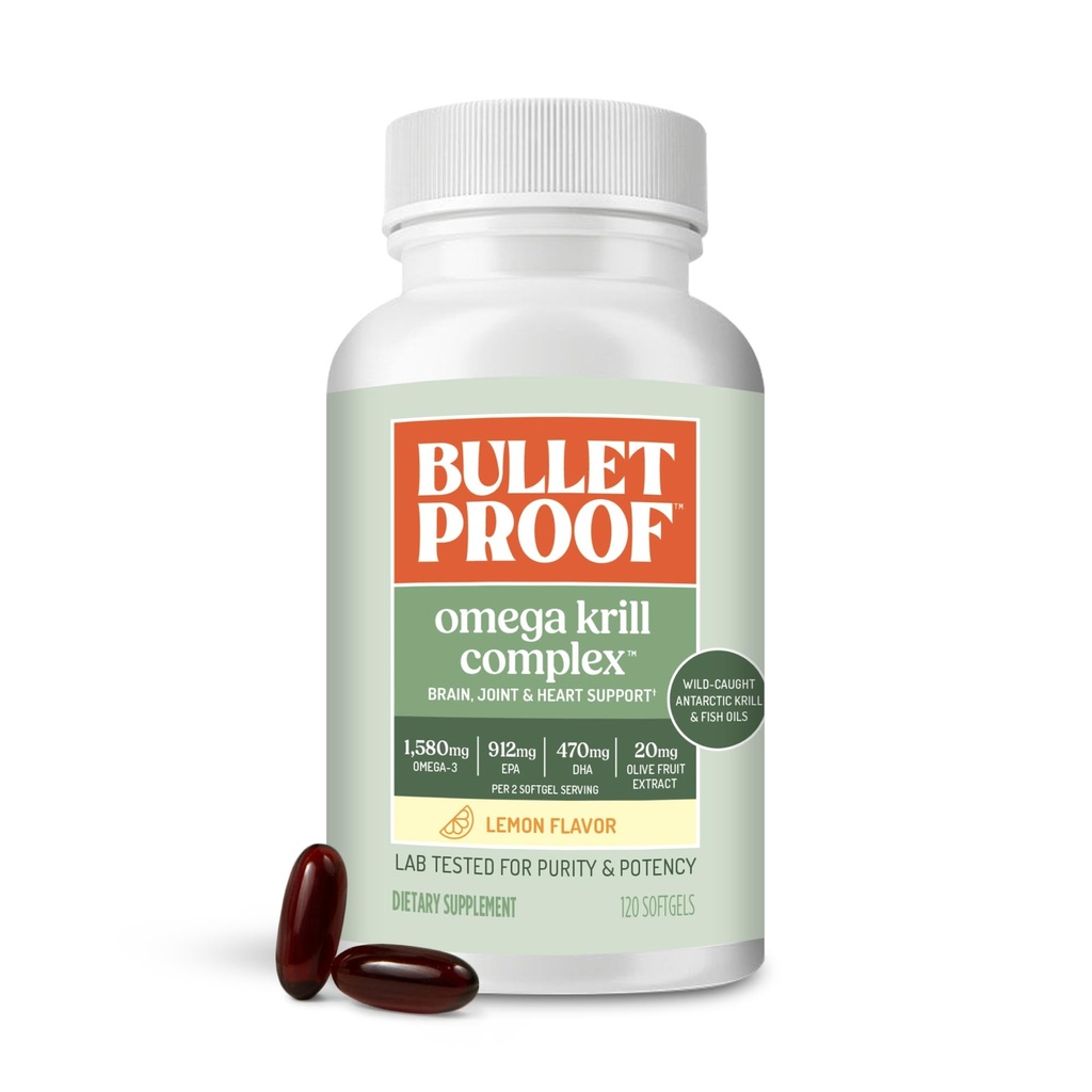 Skudsikker Lemon- Smagsfyldt Omega Krill Complex Softels, 120 Greve, Fish Oil Supplement for hjerne og hjerte sundhed