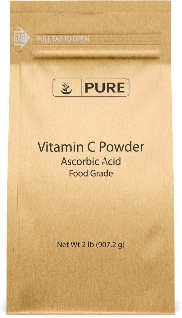 PURE ORIGINALSKE INGREDIENSER C-vitamin Pulver (2 LB) Ascorbinsyre, ikke-GMO, Kosttilskud