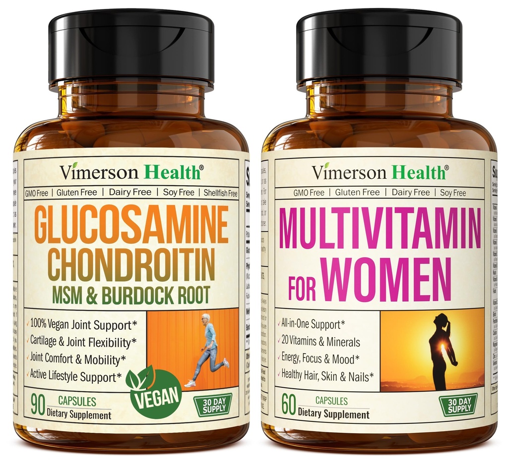 Vegansk Glucosamin Chondroitin MSM Fælles Support & Komplet Multivitamin til kvinder