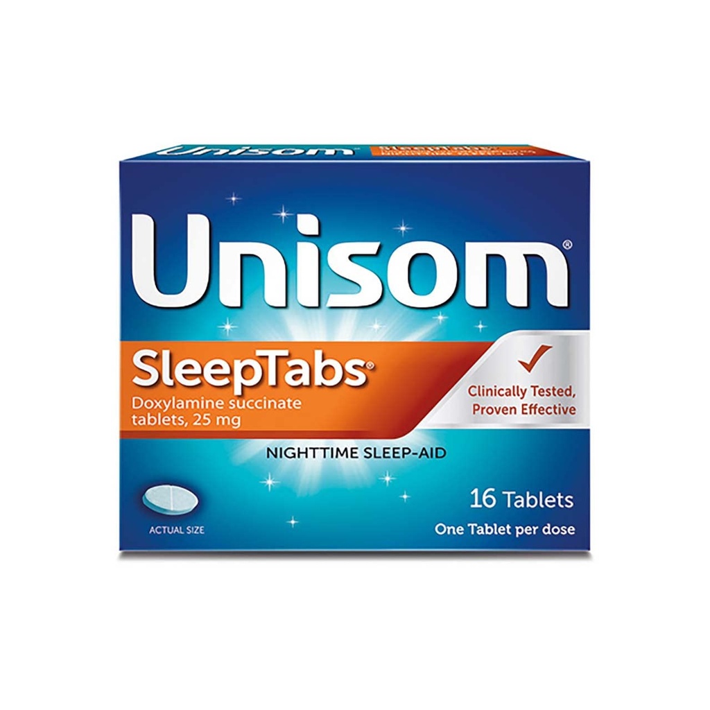 Unisom SleepTabs, Nighttime Sleep- aid, Doxylamin Succinate, 16 tabletter