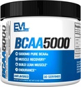 Evolution EVL BCAAs Aminosyrer Pulver - BCAA Powder Post Workout Recovery Drink and Stim Free Pre Workout Energy - 5g forgrenet kæde Aminosyrer Supplement for mænd - Unflavored