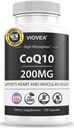 CoQ10 - Lavet i USA, 120 kapsler, 200mg (4-måneders forsyning), Ultra High Absorption Coenzym Q10 Supplement - Antioxidant til hjerte, vaskulær sundhed og energi Boost