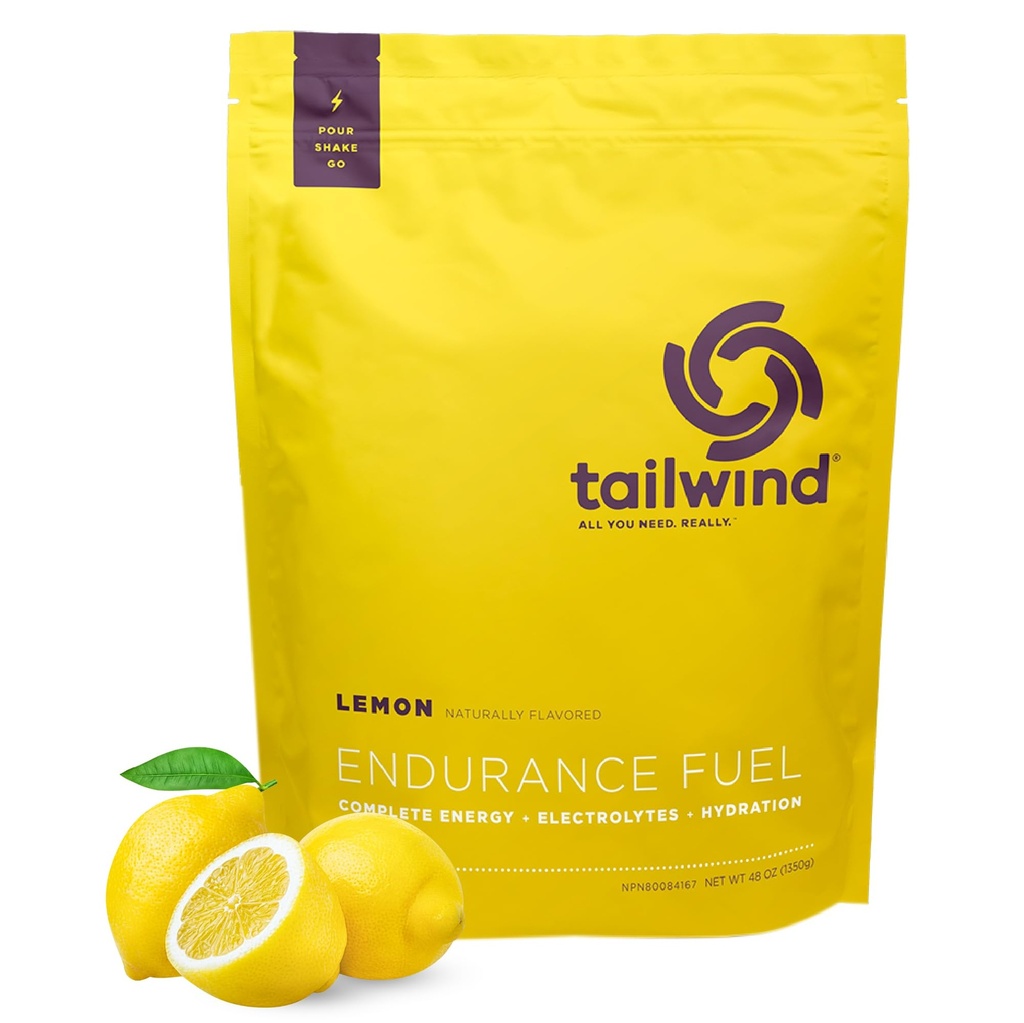 Tailwind Nutrition Endurance Brændstof, Kulhydrat & Electrolyte Sports Drink Mix Powder, Gluten- Free, Vegan, Lemon, 50 Servere
