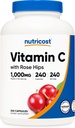 Nutricost C-vitamin med Rose HIPS 1025mg, 240 kapsler - C-vitamin 1.000mg, Rose HIPS 25mg, Premium, Non- GMO, Gluten Free Supplement