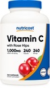 Nutricost C-vitamin med Rose HIPS 1025mg, 240 kapsler - C-vitamin 1.000mg, Rose HIPS 25mg, Premium, Non- GMO, Gluten Free Supplement