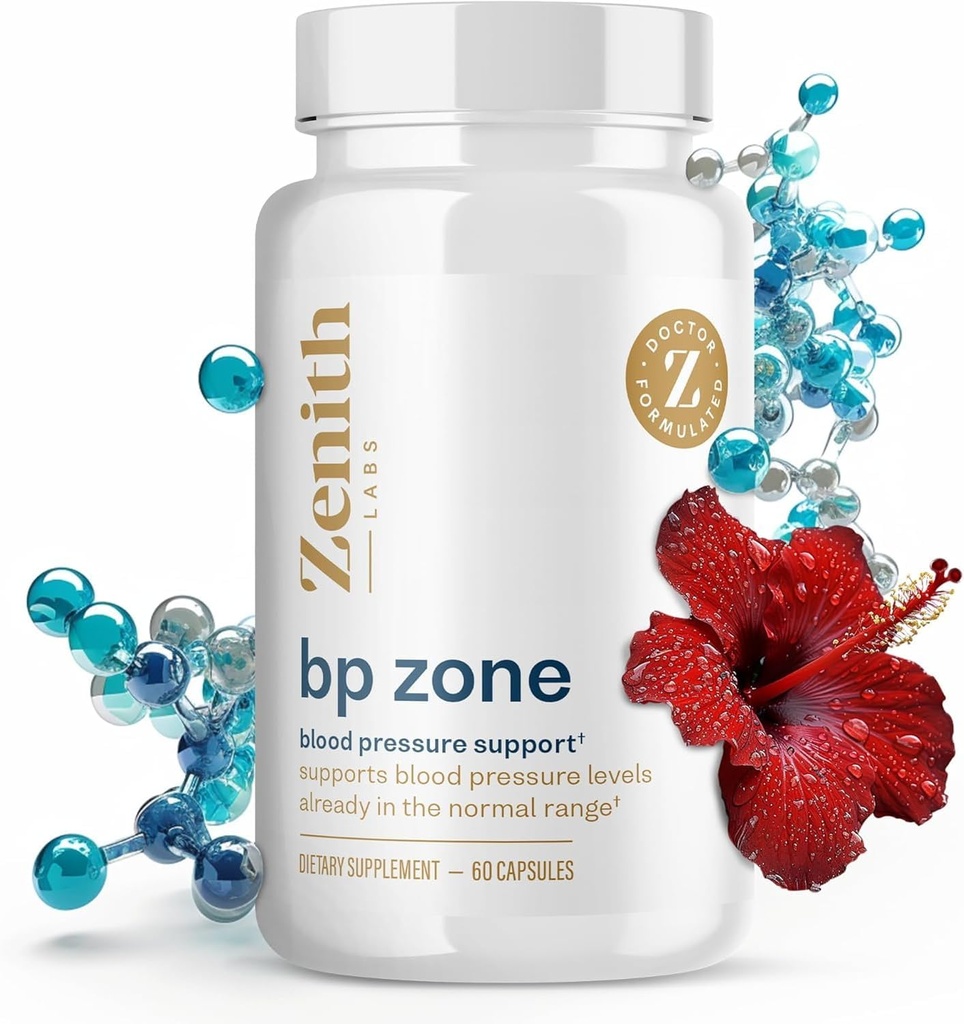 Zenith Labs BP Zone - Natural Blood Flow Supplement - Urteudtræk piller - Avanceret formel med safran Crocus, Hibiscus, hvidløg, CoQ10, og Magnesium