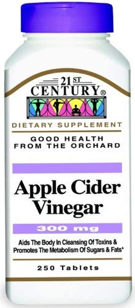 21. Century Apple Cider Vinagar 300mg Tablets, 250 Count (pakke med 2)