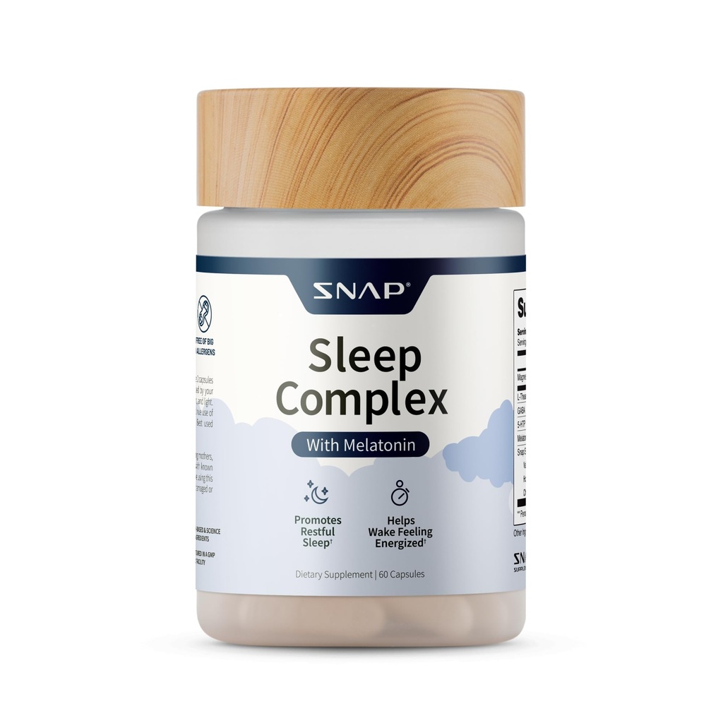 Snap Supplements Natural Sleep Aid with Melatonin & Valerian Root – Supports Relaxation, Restful Deep Sleep & Nighttime Recovery – 60 Capsules