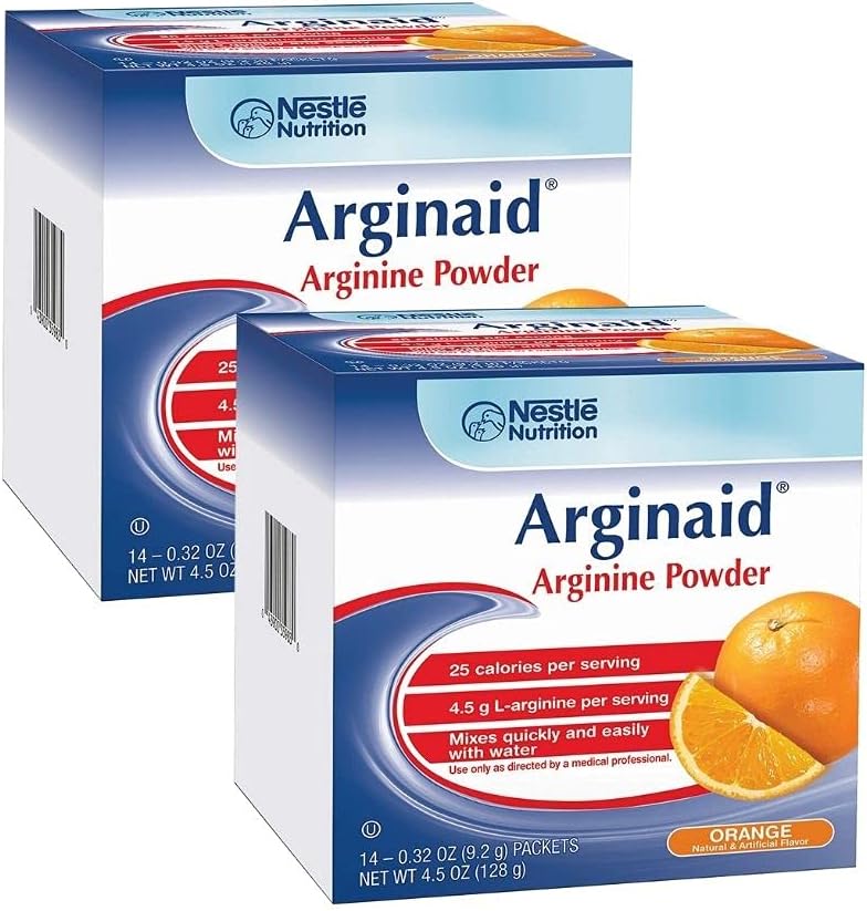 Arginaid Arginin Powder Drink Mix, Orange - Nutritional Needs for Whound Care - 0,32 OZ Pakninger (14 CT / Pack) (Pakning med 2)