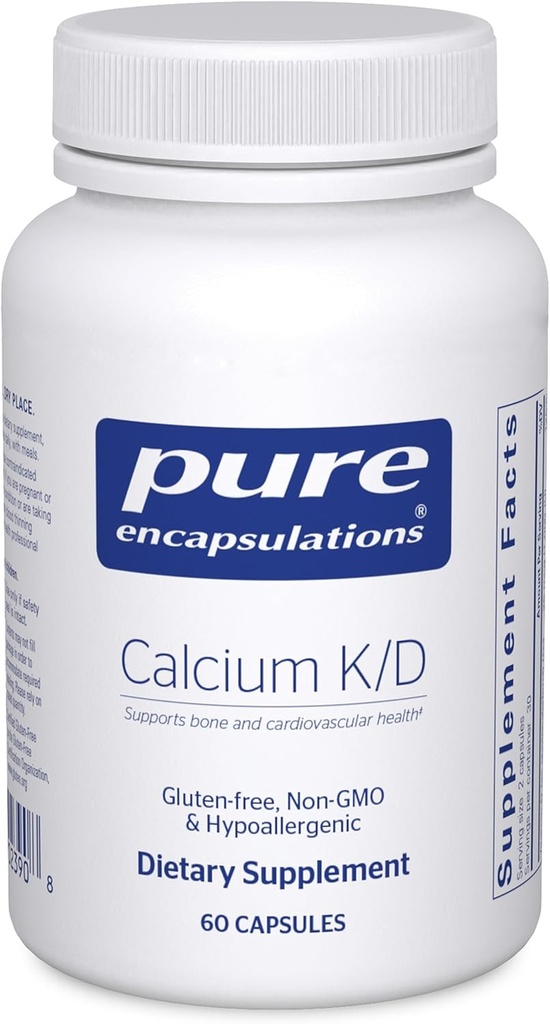 Ren indkapsling Calcium K / D; Supplement for benstyrke, immunsystem, kolon og kardiovaskulær sundhed *