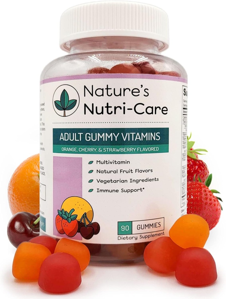 Nature 's Nutrition-Care Gummy Vitamin - Multivitaminer til kvinder, Herre Multivitamin Gummies, Chewable Vitamin til voksne, Kvinder & Mænd Multi Kosttilskud, Natural Vegetar Gummy, Made in USA