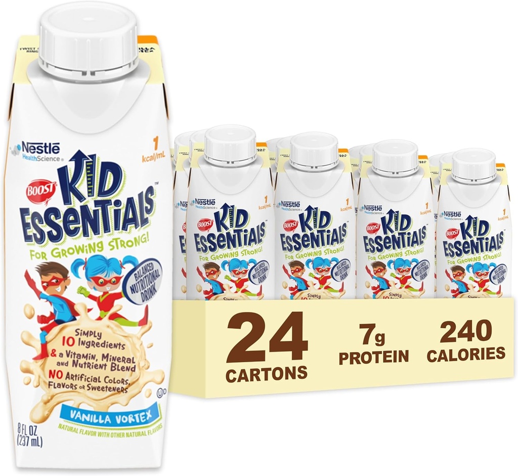 BOOST KID ESSENTIALS 1.0, Vanilla Vortex 24 x 8 fl oz carton