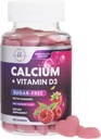 Calciumtilskud til kvinder - Sukker Gratis Calciumgummier med vitamin D3 for ben styrke, tænder og immunforsvar, naturlige tykkelser for kvinder & mænd - Hindbær smag & non- GMO - 60 gummies