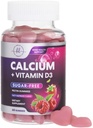 Calciumtilskud til kvinder - Sukker Gratis Calciumgummier med vitamin D3 for ben styrke, tænder og immunforsvar, naturlige tykkelser for kvinder & mænd - Hindbær smag & non- GMO - 60 gummies