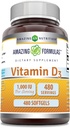 Amazing Formulas Vitamin D3 Supplement ekskl. 124; 1000 IE = 124; 480 Softgels = 124; Non- GMO = 124; Gluten Free