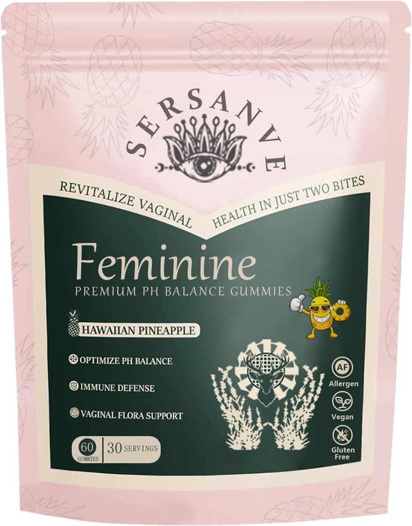 Vital Natural Feminin Balance Gummies for Women Health, Hawaiian Pineapple Flavor, Vegan, Gluten- Gratis Supports Women Vitality & Gut Health - 60 Gummies (1)