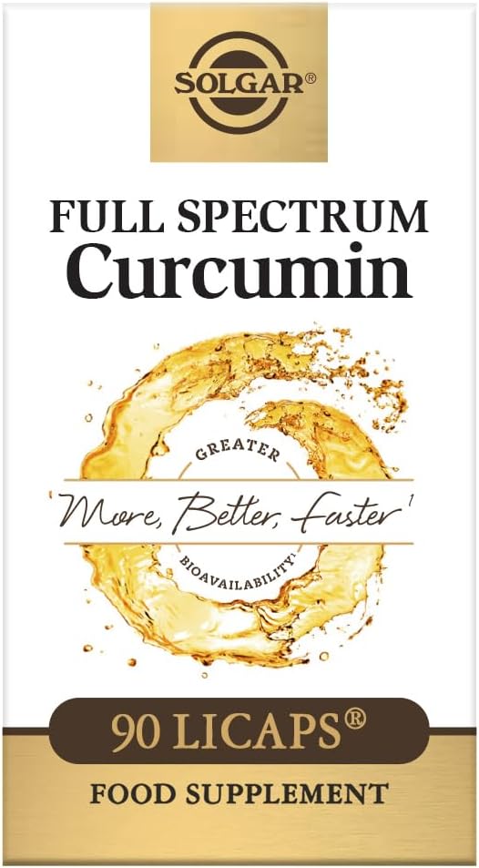 Solgar Full Spectrum Curcumin - 90 LiCaps - Superior Absorption - Brain, Joint & immunforsvar - Non- GMO, Vegan, Gluten Free, Dairy Free - 90 Servering