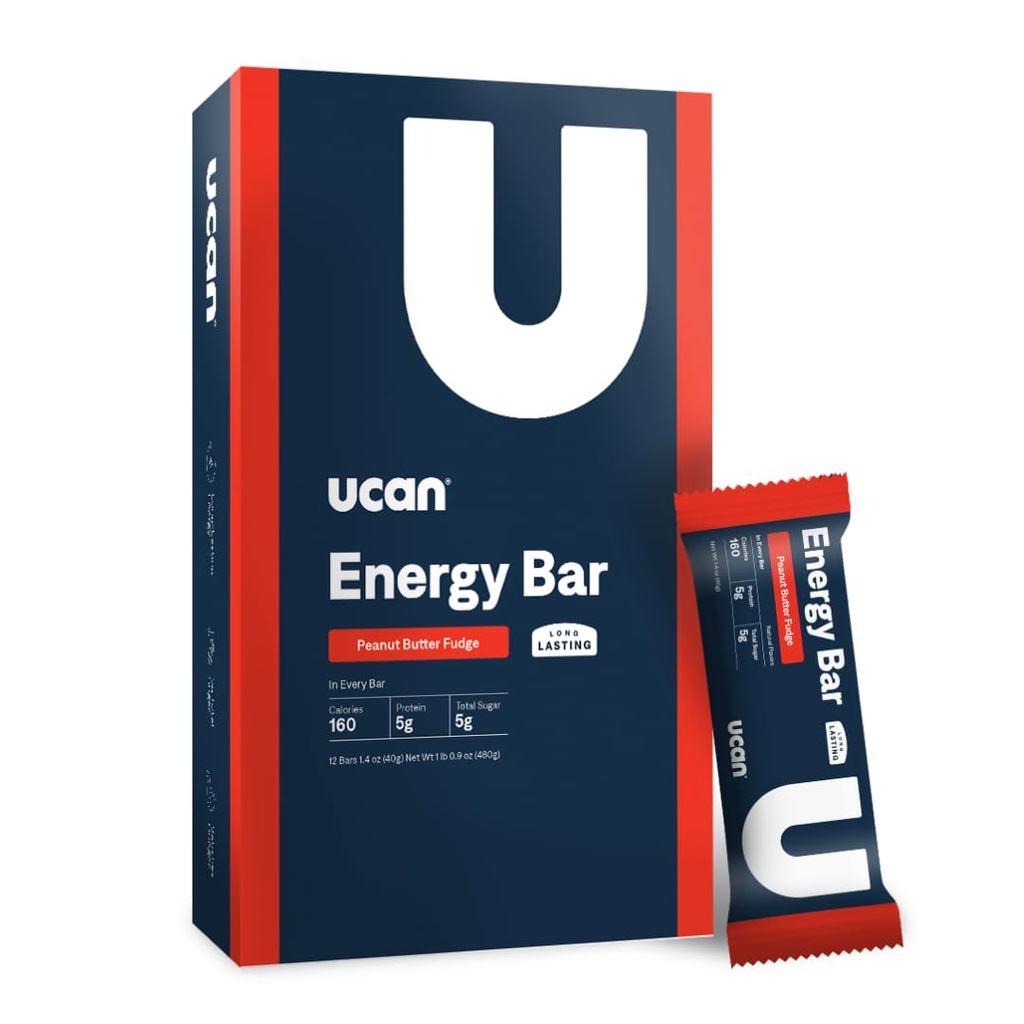 UCAN Energy Snack Bars, Peanut Butter Fudge, All Natural, Low Sugar, Non- GMO, Gluten- Free, Keto- Friendly (12 Pack, 1.4 Ounces)