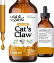 Wild & Organic Cats Claw Tinktur - immunsupport - Katte Claw Herb Liquid Extract - Vegan, Sukker & Alkohol- Gratis Bark baserede drops - 4 fl oz