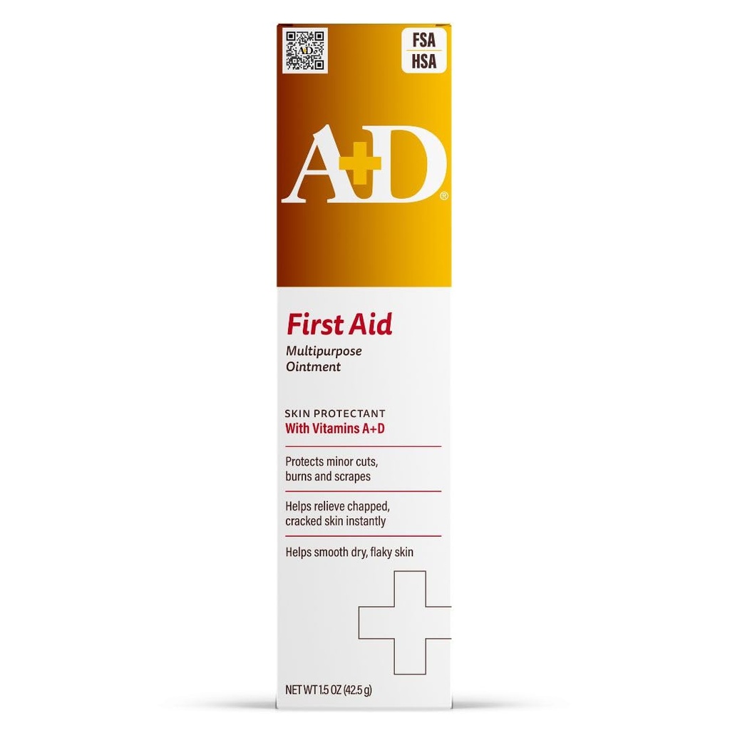 A + D førstehjælp Healing Salve - Fugtgivende hudbeskyttelse for tørre krakkede hæl, albuer, hænder og læber - Brug efter hånd vask, emballage kan Vary, multicolor - 1,5 oz Tube