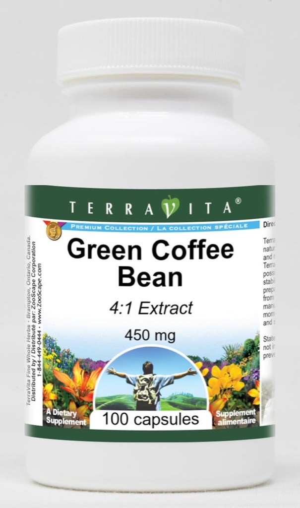 Green Coffee Bean 4: 1 Extract - 450 mg (100 kapsler, ZIN: 523280)