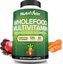 Nutrivein Hel Food Multivitamin for Mænd og Kvinder - 120 Vegansk Multivitamin Caps for Voksne - Daglig energi, Immun & Heart Support - Raw Fruit & Veggie Blend + B Vitaminer - Ikke beregnet for børn