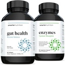 Smarter Gut Health Probiotika - Superior fordøjelse & immunforsvar + Smarter Nutrition Enzymes - Daglige fordøjelsesmidler med 16 forskellige naturlige enzymer