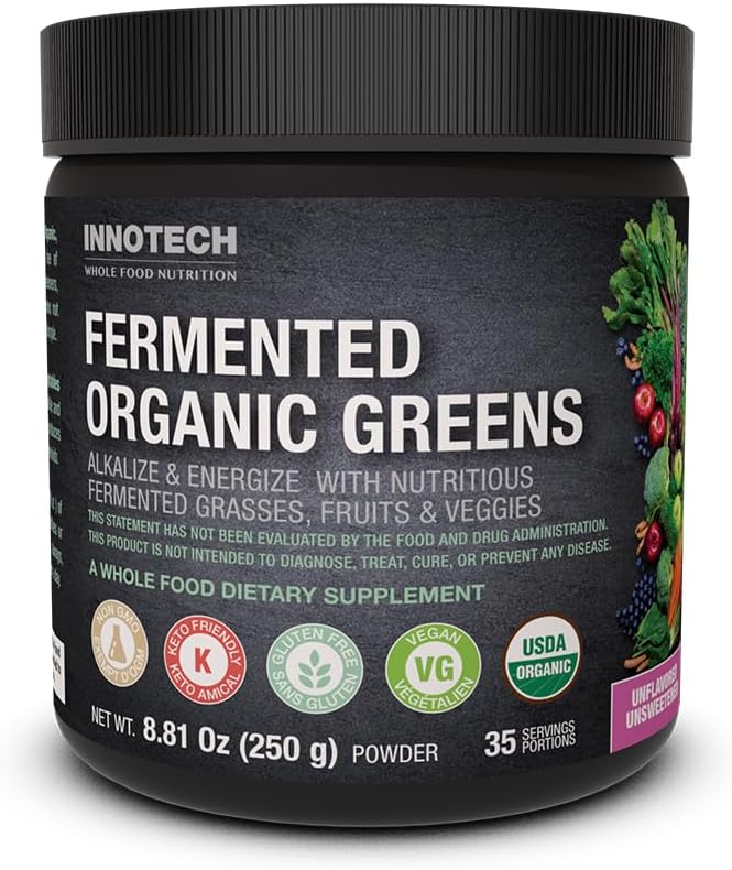 INNOTECH Nutrition: Gæret økologisk grøn, Ikke aromatiseret - 250 g