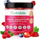 Adndale 90 CT Magnesium Glycinate Gummies 400 mg / Serv med Ashwagandha, Magnesium Malate & Taurate, Sukker Free Chews for Voksne & Børn.