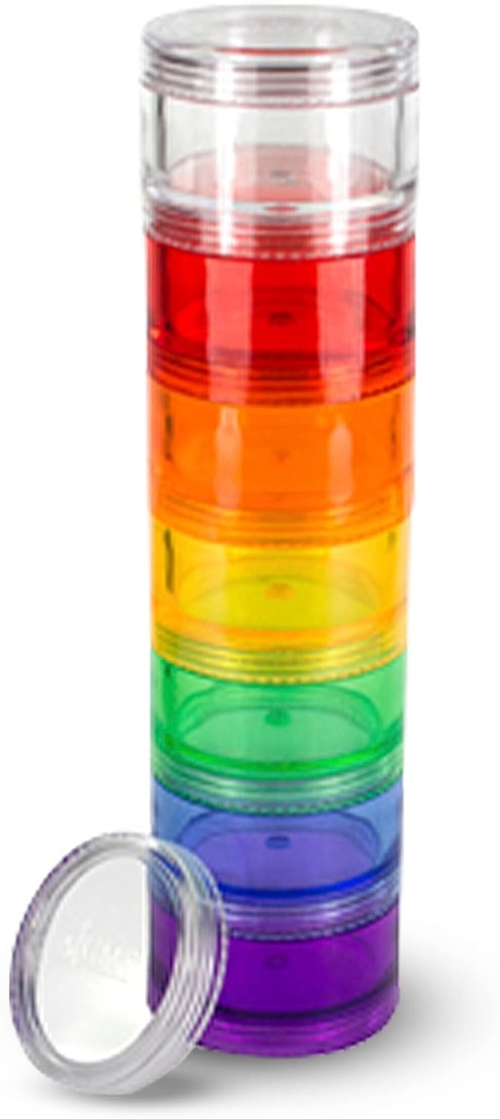 7 dages medicin pille Organizer - Stakbar pille boks - Fits små tabletter & Vitamin kosttilskud, Hold din daglige medicin organiseret på ét sted - Medium - Rainbow