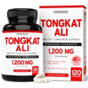 Tongkat Ali For Mænd 1200mg (200 til 1 Uddrag) - 120 Kapsler - Longjack Supplement - Premium Tonkat- Ali Supplement - Support Strength, Drive, Atletisk Performance & Muskelmasse - Gluten Free & Non- GMO