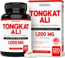 Tongkat Ali For Mænd 1200mg (200 til 1 Uddrag) - 120 Kapsler - Longjack Supplement - Premium Tonkat- Ali Supplement - Support Strength, Drive, Atletisk Performance & Muskelmasse - Gluten Free & Non- GMO