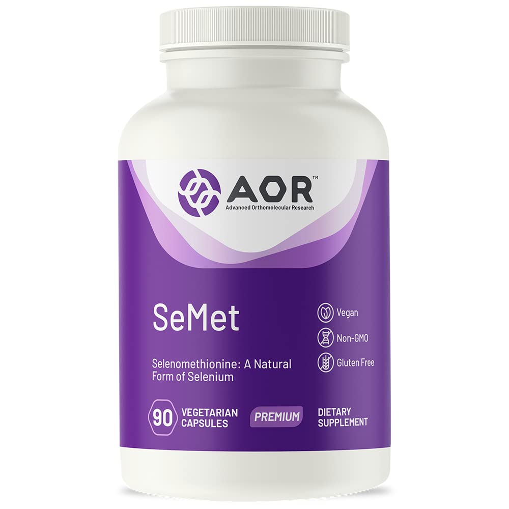 AOR, SeMet, Selenomethionin en naturlig form for Selenium, understøtter normal cellevækst og udvikling, fremmer immunitet, Mineral supplement, 90 Kapsler (90 Servere)