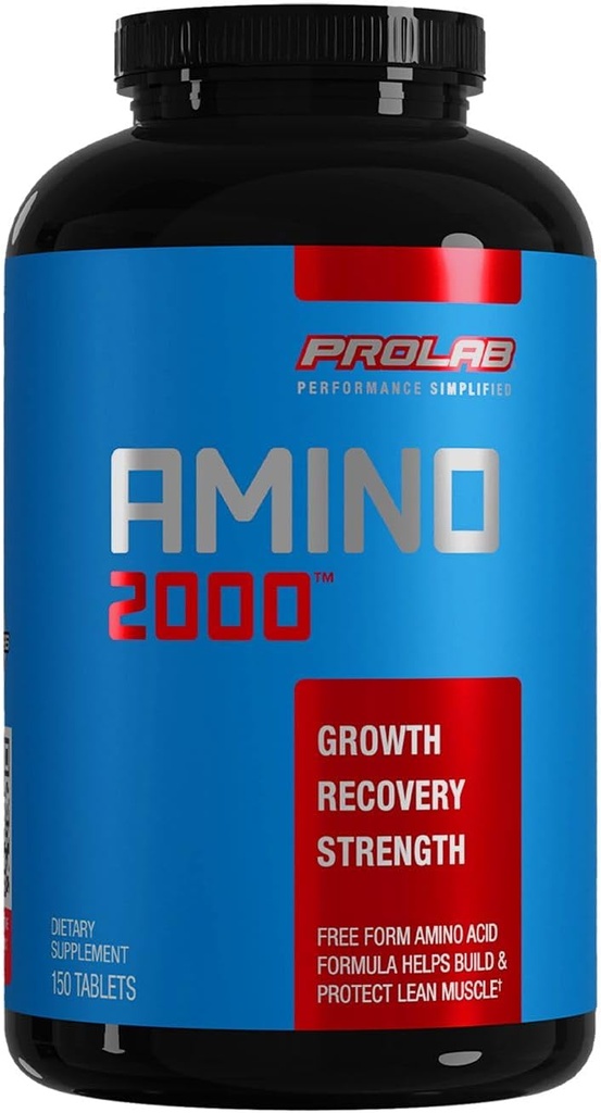 Prolab Amino 2000 Essential Aminosyrer Supplement, Højpotens BCAA Blend for Muscle Support & Recovery (150 tabletter)