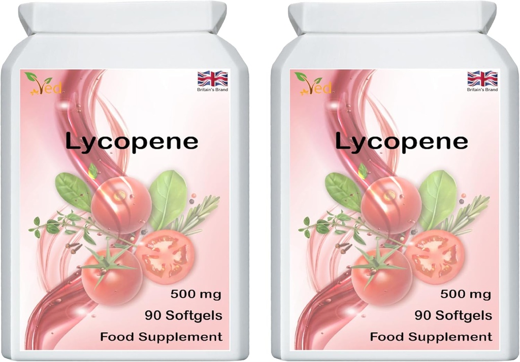 Ved Lycopene 500 mg | 90 softgel, 6 Month Supply.(Pack of 2)