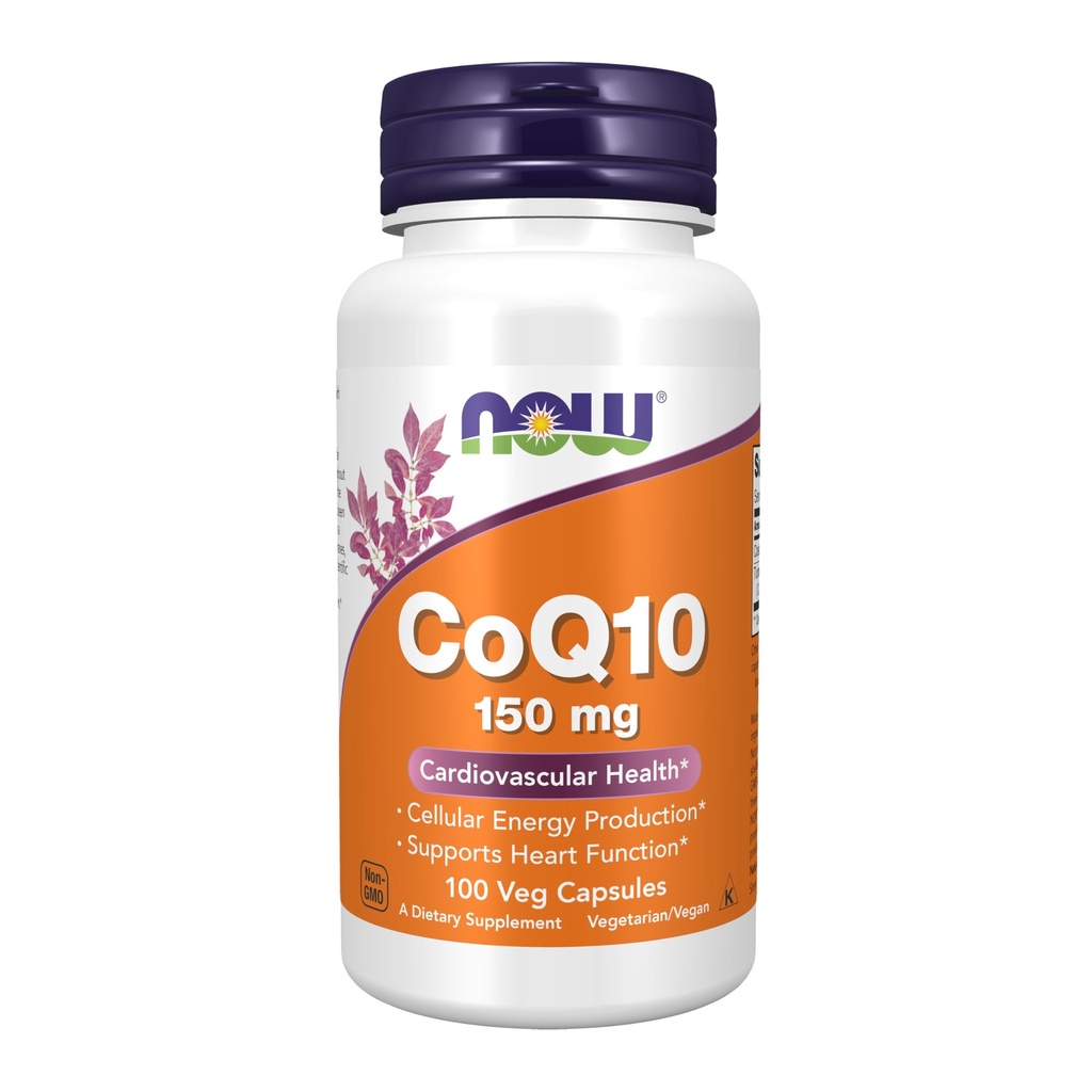 Now Supplements, CoQ10 150 mg, Pharmaceutical Grade, All- Trans Form produceret ved gæring, 100 Veg Kapsler