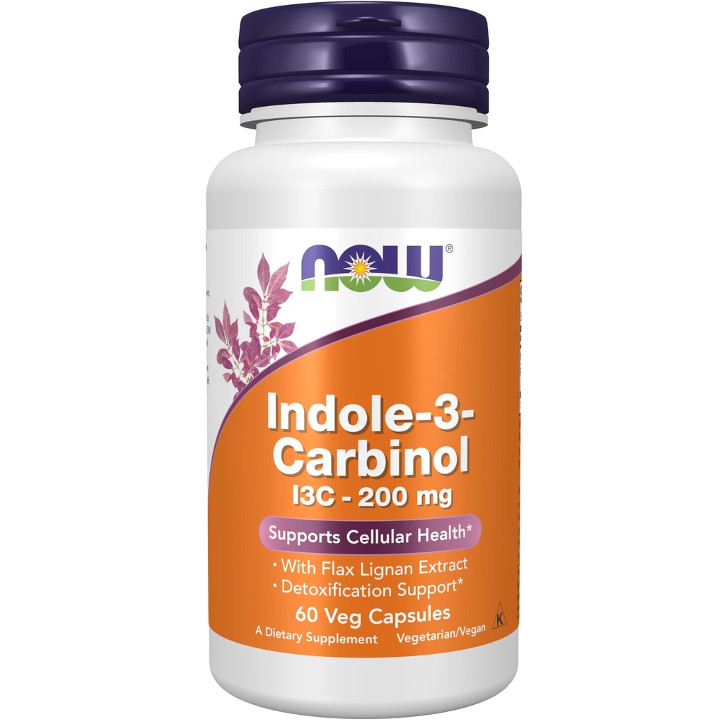 Now Foods Supplements, Indole- 3- Carbinol 200 mg med hør lignan ekstrakt, 60 Veg kapsler