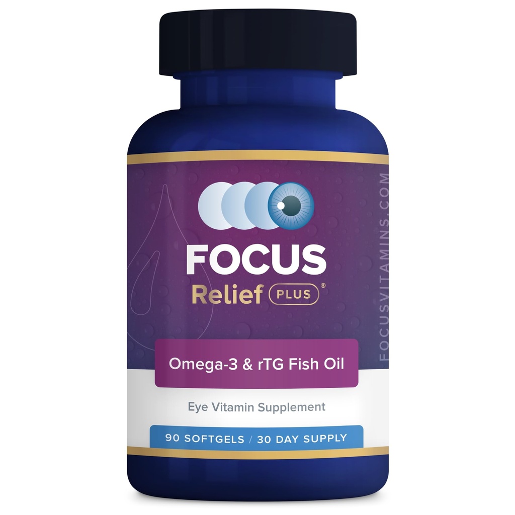 Focus Relief Plus Tør Øje Formel (90 ct. 30 Day Supply) Tør Øje Omega 3 Supplement - Tør Øje Relief Supplement -Omega 3 Fiskeolie til Tør Øje
