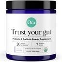 Ora Organic Prebiotic and Probiotic Powder Supplement - 20 Millioner Probiotika, 7 Stammer til bedste Prebiotic Powder, Non- GMO, Probiotika til kvinder, Mænd & Børn - Lavendel Lemonade Flavor, 30 Servering