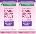 Nature 's Bounty Advanced Hår, Skin & Nails, Argan- Infunded Vitamin Supplement med Biotin og Hyaluronsyre, 150 Rapid Release Softels (pakke med 2)