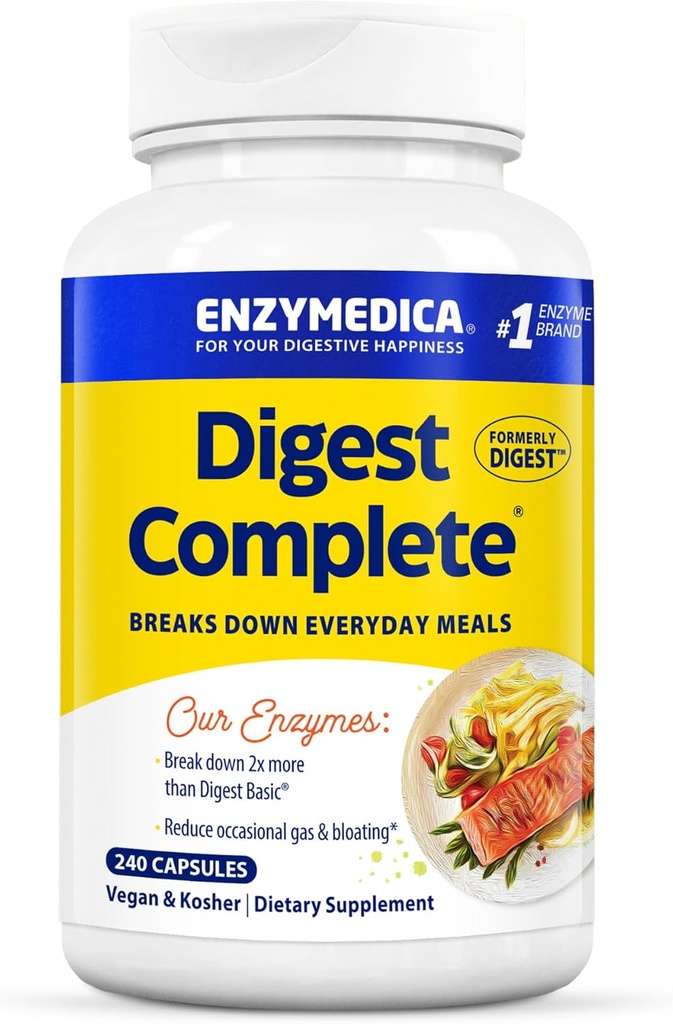 Enzymedica Digest, Full- Range, Everyday fordøjelsesenzymer, Tilbud Fast- Fungerende Gas & Bloating Relief, 240 Greve