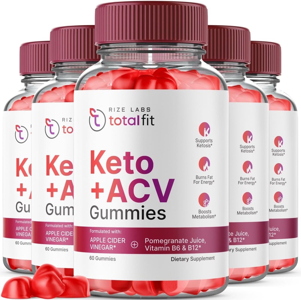 rize labs Total Fit Keto og ACV Gummies, supplement til Lose Belly Fat til avanceret vægttab, maksimal styrke formel - pakke med 5 (300 Gummies)
