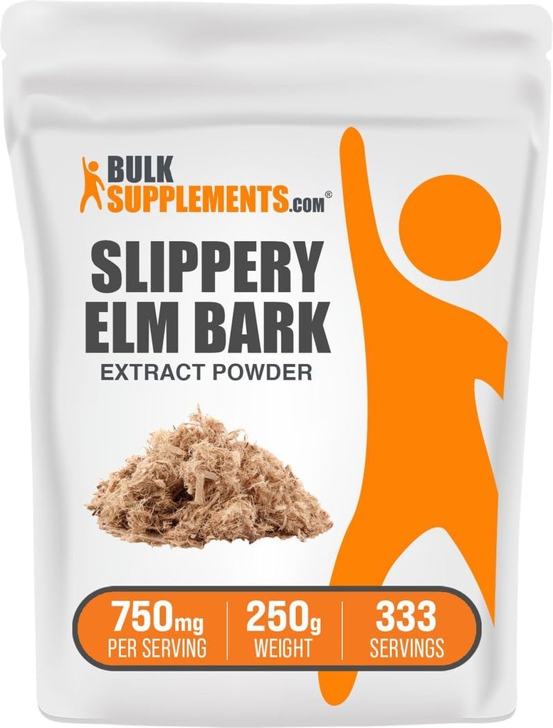 BulkSupplements.com Slippery Elm Bark Extract Powder - Slippery Elm Powder, Sourced from Ulmus Rubra Bark - Gluten Free, 750mg per Serving, 250g (8.8 oz) (Pack of 1)