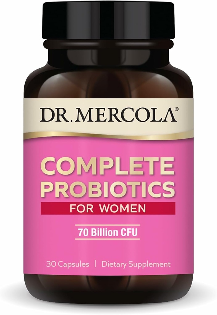 Dr. Mercola Complete Probiotics for Women - Supports Gut, Vaginal & Immune Health - Contains Lactobacillus Strains - Non-GMO, Gluten-Free & Soy-Free - 30 Capsules (30 Servings)
