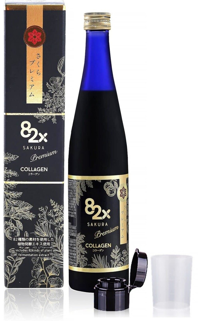 82X Collagen Premium - Marine Collagen Drink - Collagen Peptider flydende drik til hud hårnegle fra Japan med 82 gæret planter, vitaminer, mineraler og kosttilskud