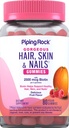 Piping Rock Hår Skin og negle Vitaminer; 80 Gummier • 124; 2500 mcg Biotin • 124; Dame Multivitamin • 124; med vitamin C og E • 124; Frugtsmag • 124; Non-GMO, Gluten Free Supplement